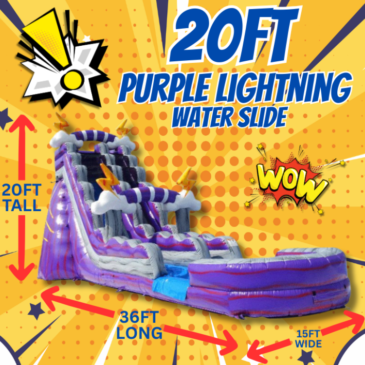 20 Foot Purple Lightning Water Slide